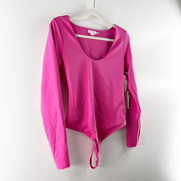 Good American Scuba Scoop Slim Long Sleeve Bodysuit Ballerina Pink Large - Picture 6 of 8